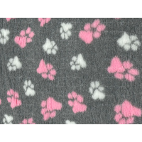 Vet/Dry Bed *Rubberback* Grey with Pink and White Paws