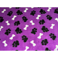 Vet/Dry Bed *Rubberback* Purple with Paws and Bones