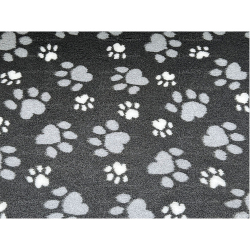 Vet/Dry Bed *Greenback* Charcoal with Grey and White Paws *** 50cm Long x 1.5m wide ***