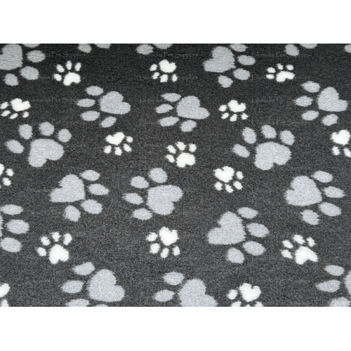 Vet/Dry Bed *Rubberback* Charcoal with Grey and White Paws *** 50cm Long x 1.5m wide *** 