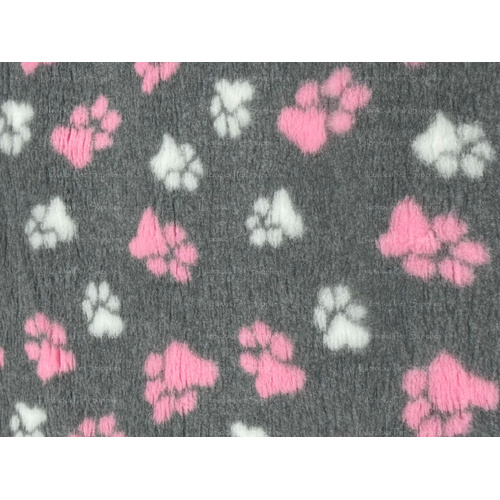 Vet/Dry Bed *Rubberback* Grey with Pink and White Paws *** 50cm Long x 1.5m wide *** 