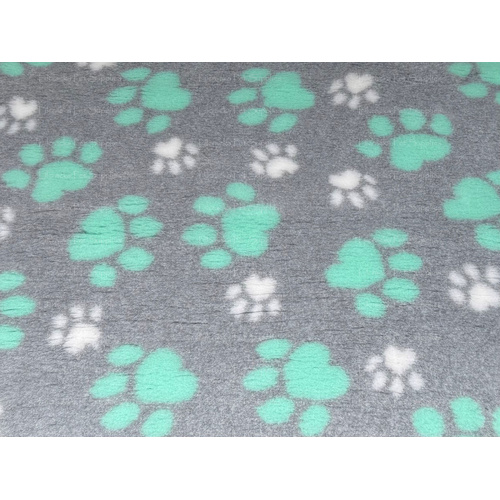 Vet/Dry Bed *Rubberback* Paws Grey Mint *** 50cm Long x 1.5m wide *** 