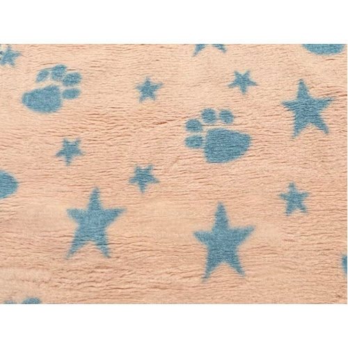 Vet/Dry Bed *Rubberback* Peach with Grey Paws and Stars *** 50cm Long x 1.5m wide *** 